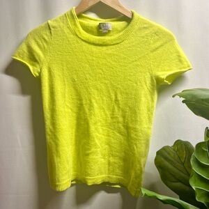 J. Crew Vibrant Highlighter Yellow Cashmere Sweater XS